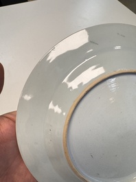 Eight Chinese blue and white, famille verte and Imari-style plates, Kangxi
