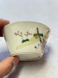 A set of seven Chinese famille rose nesting bowls with narrative design, Daoguang
