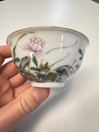 A pair of Chinese famille rose bowls with floral design, Guangxu mark of the period