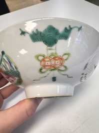 A Chinese famille rose 'Dragons' bowl and a 'Bats and Clouds' bowl, Tongzhi and Guangxu mark, 19th C.