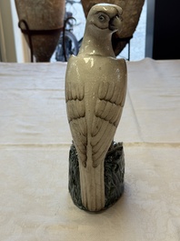 A fine Chinese polychrome-glazed hawk, 19th C.
