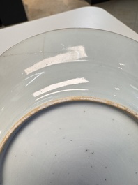 Eight Chinese blue and white, famille verte and Imari-style plates, Kangxi