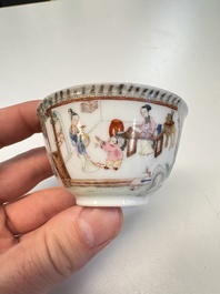 A Chinese Canton famille rose 'Court Ladies and Playing Boy' cup, Yongzheng/Qianlong