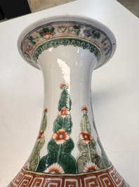 A pair of Chinese famille verte vases with narrative design, 19th C.