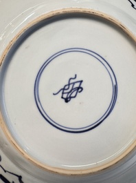 Eight Chinese blue and white, famille verte and Imari-style plates, Kangxi