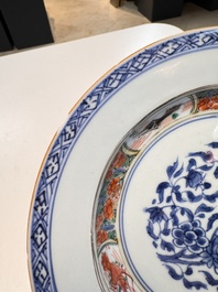 Eight Chinese blue and white, famille verte and Imari-style plates, Kangxi