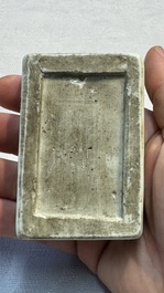 A fine Chinese blue and white rectangular seal paste box and cover, Ming