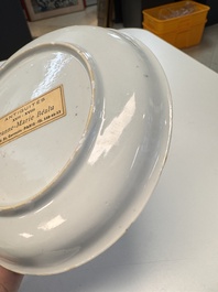 A pair of Chinese famille verte 'cranes' plates, Kangxi