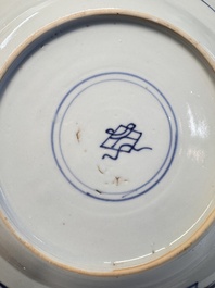 Eight Chinese blue and white, famille verte and Imari-style plates, Kangxi