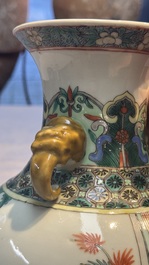 A Chinese famille verte vase with narrative design, Xuande mark, 19th C.
