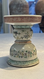 A Chinese polychrome 'Erotic' vase, an iron-red 'Phoenix' jar and a famille verte 'Dragon' stand,  Chun Yi Tang Zhi 春怡堂制 and Tongzhi mark, 19/20th C.