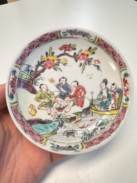 A Chinese famille rose 'Fishermen' cup and saucer, Yongzheng
