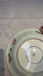 A large Chinese famille verte 'Pavilion with Birds among Flowering Branches' dish, Kangxi