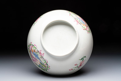 A rare Chinese famille rose 'Satyr Watching a Sleeping Venus' punch bowl, Qianlong