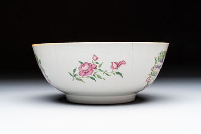 A rare Chinese famille rose 'Satyr Watching a Sleeping Venus' punch bowl, Qianlong