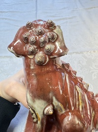 A Chinese copper-red-glazed Buddhist lion, 19th C.