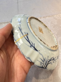 Two Chinese blue and white bowls and a 'Qilin' plate, Wanli/Transitional period