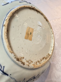 Two Chinese blue and white bowls and a 'Qilin' plate, Wanli/Transitional period