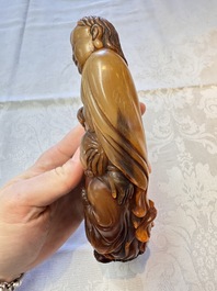 A Chinese carved buffalo horn 'Hehe Erxian' group, 17/18th C.