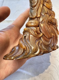 A Chinese carved buffalo horn 'Hehe Erxian' group, 17/18th C.