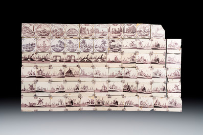 A large and varied collection of 249 Dutch Delft blue and white, manganese and polychrome tiles, 17/19th C.