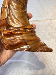 A Chinese carved buffalo horn 'Hehe Erxian' group, 17/18th C.