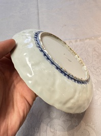 A fine Chinese blue and white moulded Kraak porcelain dish with incised 'Pomegranates' rim, Wanli