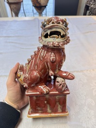 A Chinese copper-red-glazed Buddhist lion, 19th C.