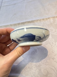 A Chinese blue and white vase, a pair of miniature vases, a covered teapot and a covered box, Kangxi and artemisia leaf mark, Kangxi