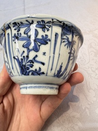 Two Chinese blue and white bowls and a 'Qilin' plate, Wanli/Transitional period