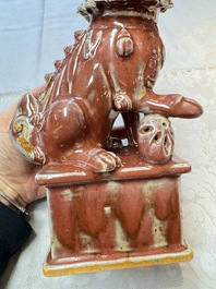A Chinese copper-red-glazed Buddhist lion, 19th C.