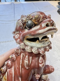 A Chinese copper-red-glazed Buddhist lion, 19th C.