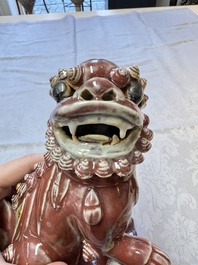 A Chinese copper-red-glazed Buddhist lion, 19th C.