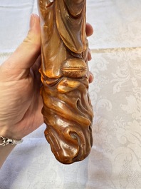 A Chinese carved buffalo horn 'Hehe Erxian' group, 17/18th C.