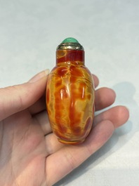 A Chinese 'Fired Up' glass snuff bottle, probably from the imperial Beijing glass workshop, 1720-1840