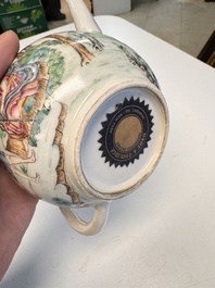 A Chinese famille rose 'Mythological Subject' teapot and cover, Qianlong