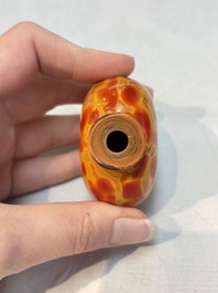 A Chinese 'Fired Up' glass snuff bottle, probably from the imperial Beijing glass workshop, 1720-1840