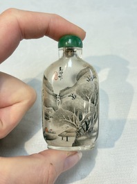 A Chinese rock crystal and two glass inside painted snuff bottles, 19/20th C., with a signed copy of 'Chinese Inside Painting of the Modern Age', 2005