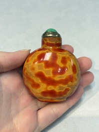A Chinese 'Fired Up' glass snuff bottle, probably from the imperial Beijing glass workshop, 1720-1840
