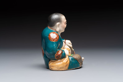 A Chinese gilt and polychrome-decorated Milefo Buddha, Fujian mark, 20th C.