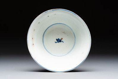 A Japanese blue and white vase, a jug and a bowl, 17th C. and later