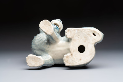 A Chinese blue and white mythical beast, 20th C.