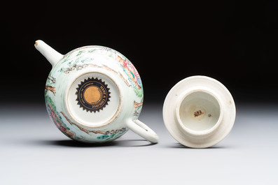 A Chinese famille rose 'Mythological Subject' teapot and cover, Qianlong