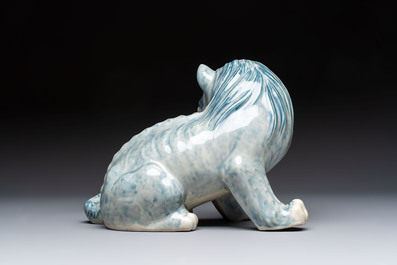 A Chinese blue and white mythical beast, 20th C.
