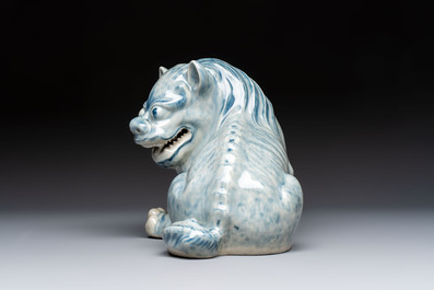 A Chinese blue and white mythical beast, 20th C.