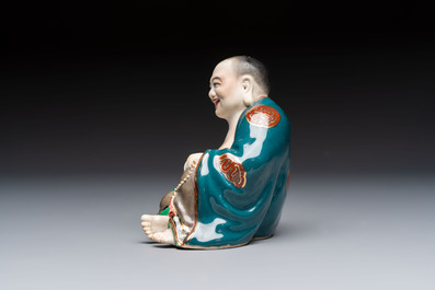 A Chinese gilt and polychrome-decorated Milefo Buddha, Fujian mark, 20th C.