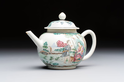A Chinese famille rose 'Mythological Subject' teapot and cover, Qianlong