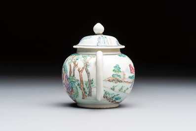 A Chinese famille rose 'Mythological Subject' teapot and cover, Qianlong