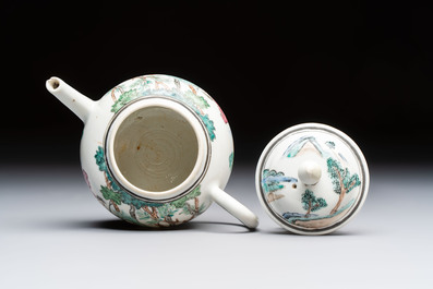 A Chinese famille rose 'Mythological Subject' teapot and cover, Qianlong