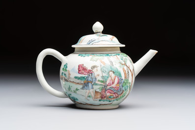 A Chinese famille rose 'Mythological Subject' teapot and cover, Qianlong